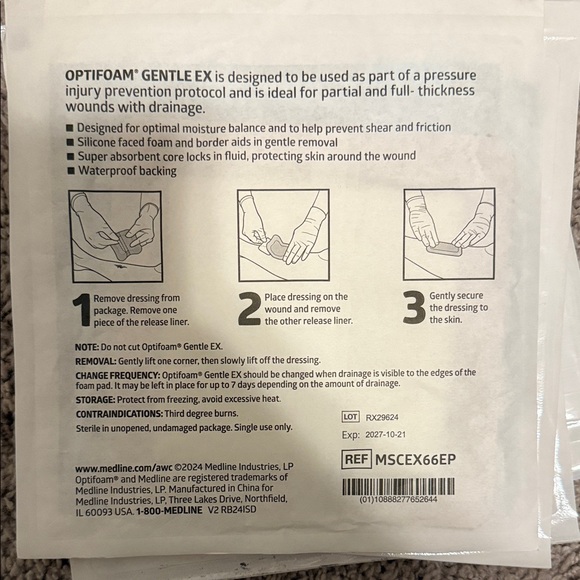 Medline Optifoam Gentle EX Wound Dressing - Picture 2 of 2